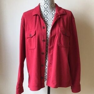 BASS red fleece red button up shirt overshirt shacket layering oversized